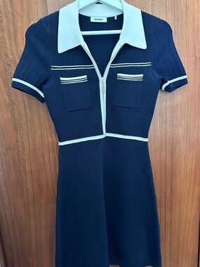 Sandro Navy Dress with White Polo Collar